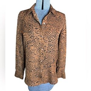 Philosophy brown animal print button-up blouse